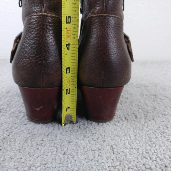 Kork Ease Ankle Boots Womens Size 10 Brown Pebbled Leather Zip Buckle Heel Shoes - Picture 8 of 12